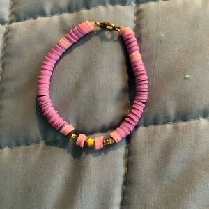 Pink and purple bracelet with stars, clay bead bracelet